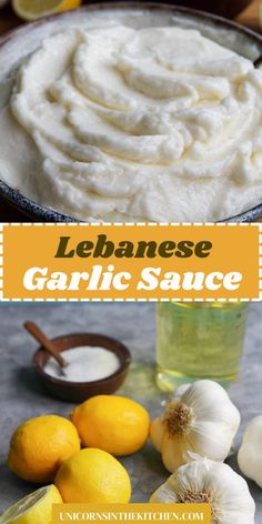 lemon and garlic sauce with text overlay