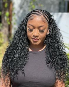 Trible Braids With Curly Hair, Braids Hairstyles 2023, Curly Hairstyle Ideas, Different Braid Styles, Women Cornrows, Black Ponytail, Different Braids