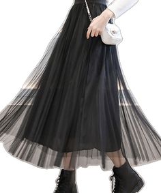 Black Non-stretch Long Pleated Skirt, Non-stretch Black Long Pleated Skirt, Non-stretch Full Length Fall Skirt, Flowy Black Maxi Skirt For Fall, Black Flowy Maxi Skirt For Fall, Black Non-stretch Pleated Skirt For Fall, Black Non-stretch High-waisted Pleated Skirt, Non-stretch High Waist Black Pleated Skirt, Black Full Length Winter Skirt