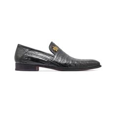 Mauri 4912 Monarch Men's Shoes Black Exotic Alligator Slip-On Loafers (MA5319) Material: Alligator Hardware: Golden Logo Color: Black Outer Sole: Leather Sole Hand-Painted Alligator Upper Signature Mauri Logo Upper Comes with original box and dustbag Made in Italy 4912-MONARCH-BLACK Luxury Slip-on Dress Shoes With Textured Sole, Semi-formal Crocodile Pattern Slip-on Leather Shoes, Semi-formal Slip-on Leather Shoes With Crocodile Pattern, Business Leather Shoes With Crocodile Pattern And Slip-on Design, Business Leather Shoes With Crocodile Pattern, Luxury Slip-on Oxfords With Textured Sole, Luxury Slip-on Wingtip Moccasins, Luxury Slip-on Moc Toe Oxfords, Luxury Slip-on Moccasins With Wingtip