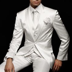 Satin Suits, White Wedding Suit, Formal Pant, Groom Tuxedo, Wedding Suits Groom, Groom Suit, Tuxedos, Prom Party, Wedding Dress Long Sleeve