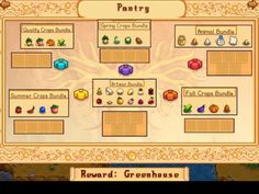 the game's menu screen shows many items and options for each type of item