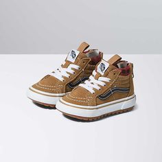 Toddler Sk8-Hi Zip MTE-1 Shoe Brown Vans, Vans Toddler, Plaid Brown, Vans Kids, Classic Vans, Baby Fits, Vans Style, Vans Sk8 Hi, Baby Boy Shoes