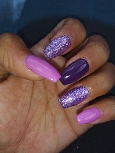 Purple February Nails, Pink And Lilac Nails, Different Shades Of Purple Nails, Purple Nails Designs Short, Purple Sns Nails, Purple And Grey Nails, Shades Of Purple Nails, Trendy Purple Nails