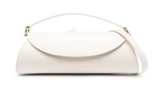 Named after the Italian sweet treat, this small Cannolo bag from Jil Sander takes on an equally indulgent tone through its minimalist design. Formed in a cylindrical silhouette, the white smooth calf leather construction and petite logo stamp to the front embody the well-known phrase 'less is more'. Designer White Baguette Bag With Top Handle, Designer White Top Handle Baguette Bag, White Baguette Bag With Top Handle, Modern White Bag With Magnetic Closure, Designer White Flap Bag For Formal Occasions, White Flap Bag With Removable Pouch And Top Handle, Designer White Shoulder Bag With Magnetic Closure, White Top Handle Flap Bag With Removable Pouch, White Top Handle Shoulder Bag With Magnetic Closure