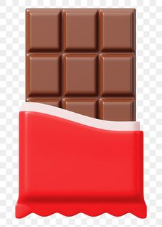 a bar of chocolate with red wax on the side, transparent background png clipart