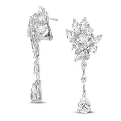 10.50 Ct earrings in white gold with round, marquise and pear-shaped diamonds | HJ-GW-E4-1050A | 18 Kt white gold | Certified round diamonds, 2 x 0.50 Ct, of high quality Certified pear shaped diamonds, 2 x +/- 2.50 Ct, of high quality Certified pear shaped diamonds, 2 x 0.70 Ct, of high quality Certified pear shaped diamonds, 2 x 0.40 Ct, of high quality Certified marquise diamonds, 2 x 0.50 Ct, of high quality Certified marquise diamonds, 2 x 0.40 Ct, of high quality Round diamonds, with a tot Marquise Diamond Earrings, Diamond Cluster Earrings, Gold Rings Fashion, Diamond Jewel, Matching Jewelry, Jewelry Show, Marquise Diamond, Pear Diamond, Pear Shaped Diamond