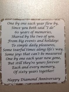 an anniversary card with the words, one by one each year flew fly, since you both said i do go years of memories