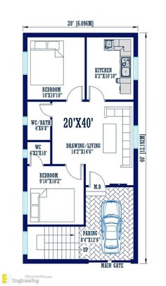 two bedroom house plan with measurements