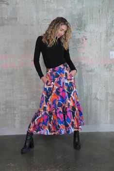 Model is 5'7" and wears a size Small Our best selling Moira skirt is back again in a paint spill print! Product Details: Elastic at waist Pockets Full skirt Materials & Care: Dry clean only Cotton Fit Details: True to size Multicolor Graphic Print Skirt For Spring, Spring Multicolor Graphic Print Skirt, Spring Multicolor Abstract Print Bottoms, Artistic Multicolor Bottoms For Spring, Paint Spill, Headband Jewelry, Straw Bags, Fit Details, Full Skirt