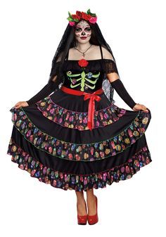 Sugar Skull Dress, Dead Costume, Sugar Skull Costume, Plus Size Costume, Plus Size Halloween Costume, Thanksgiving Outfit Women, Skull Dress, Unique Clothes For Women, Adult Halloween Party