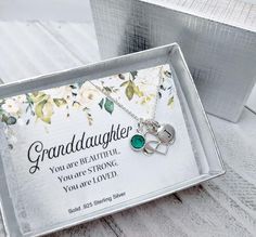 Celebrate your Granddaughter with this Personalized Birthday Jewelry Gift from Grandparents.  Solid 925 Sterling Silver 15mm Infinity Heart Charm, 13mm Initial disc and a Silver  Crystal Birthstone, with a well made Sterling Silver .08mm Cable or Box Chain. Your Granddaughter is sure to love these little charms as they dazzle and dance with every movement she makes! The Birthstone gives it the added touch of sweetness reminding her how very special she is to you.   Granddaughter Gift Box included. (14 inch chain is for a very small child.) Click on Link below to Shop our Etsy Store: https://www.etsy.com/shop/LastingMemoryJewelry Disclaimer: Items may appear larger in close-up photos, as to show details. Please read the listing carefully and go by size stated in listing. Do not leave childr Gift For Granddaughter, Granddaughter Necklace, January Birthday Gifts, March Birthday Gifts, February Birthday Gifts, Puffy Heart Charms, Birthday Jewelry, Sterling Silver Initial, Necklace Initial