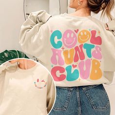 Cool Aunts Club Sweatshirt, Aunt Sweatshirt, Aunt Gift, Aunt Birthday Gift, Sister Gifts, Auntie Sweatshirt, Cool Aunt, Cool Aunts Crewneck. This versatile shirt can help you seem more put together. tastefully created and engineered for optimal comfort. Choose from a range of colors and sizes to suit your own preference. #crew #aunt gift #birthday gift #Shirt #Snorider Cool Moms Club, Aunt Sweatshirt, Aunt Birthday Gift, Aunt Birthday, Mommy To Bee, Nursing Hoodie, Interesting Products, Mom Hoodies, School Tees