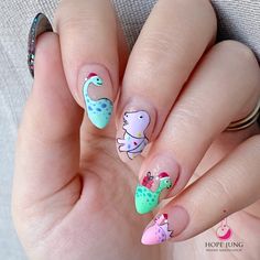 Dinosaur Christmas Nails, Tiara Nails, Dinosaur Nail Art, Dino Nails, Dinosaur Nails, Beginner Nail Designs, Pretty Tips, Palm Tree Nails