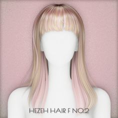 a white mannequin with blonde and pink hair on it's head in front of a pink wall