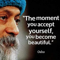 an old man with a long beard wearing a blue turban and a quote from osho