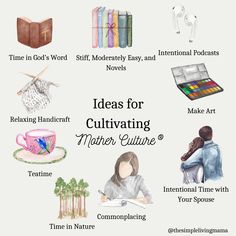 a poster with the words ideas for cultivating and other things to write on it