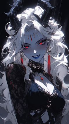 an anime character with white hair and red eyes