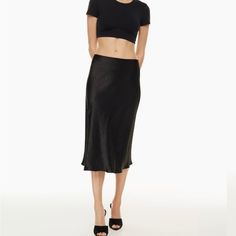 Never Worn. Aritzia Midi Skirt Aritzia Slip Skirt, Sleek Black Midi Skirt, Aritzia Skirt, Yellow Midi Skirt, Long Silk Skirt, Silk Slip Skirt, Satin Slip Skirt, Long Pencil Skirt, Silk Midi Skirt