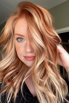 Pumpkin Spice Hair Color, Red Hair With Blonde, Pumpkin Spice Hair, Light Auburn Hair, Red Hair With Blonde Highlights, Copper Blonde Hair, Hair With Blonde Highlights, Dekoratívne Vence, Red Blonde Hair