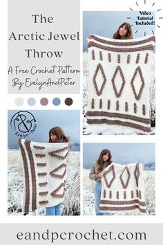 the arctic jewel throw crochet pattern is shown