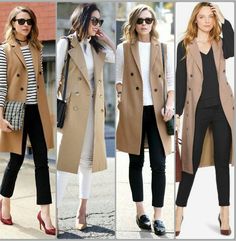 Chic Vest Outfits For Women, Brown Long Vest Outfit, Vest Overcoat Outfit, Work Attire Women 2023, Beige Vest Blazer Outfit, Blazer Vest Outfits For Women Fall, Long Tan Vest Outfits For Women, Sleeveless Blazer Outfit Fall, Blazer No Sleeves Outfit