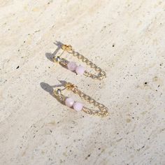 Kunzite, Tanzanite, and Tiger's Eye Earrings. Lightweight and comfortable earrings. Made in USA. Sagittarius Jewelry, Capricorn Jewelry, Aries Jewelry, Virgo Jewelry, Aquarius Jewelry, Taurus Jewelry, Black Tourmaline Jewelry, Kunzite Jewelry, Comfortable Earrings