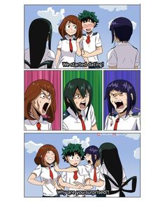 anime comics with different scenes and captions