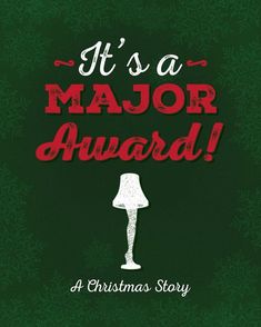 it's a major award poster with a lamp on the front and green background