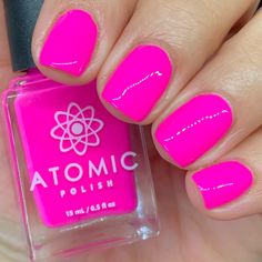 Neon Pink Nail Polish, Hot Pink Nail Polish, Hot Pink Nail, Neon Pink Nails, Neon Green Nails, Hot Pink Nails, Pink Nail Polish, Pink Nail, Pink Neon