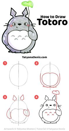 how to draw an animal from the cartoon totoro step by step drawing instructions