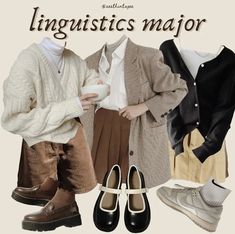 College Outfits Art Student, Linguistics Student Aesthetic, Art Student Aesthetic Outfit, Mbti Style, Art Student Outfit, Professor Outfits, Linguistics Major