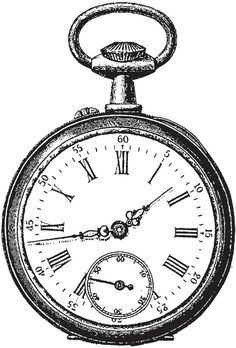 an old pocket watch with roman numerals and numbers on the face, vintage line drawing or engraving illustration