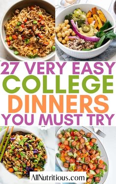 collage of different college dinners with text overlay