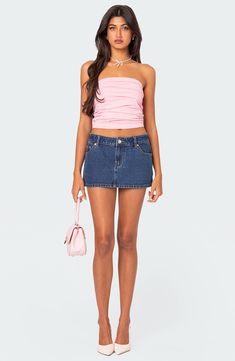 Fun and flirty style is easy in this perfectly pink tube top framed by side ruching. Strapless 95% polyester, 5% spandex Machine wash, line dry Imported Pink Tube Top, Swimwear Dress, Japanese Fashion, Top Trends, S Models, Tube Top, Model Height, Set Dress, Polyester Spandex