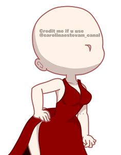 a woman in a red dress with a speech bubble above her head that says credit me if u use carolinastevan, can