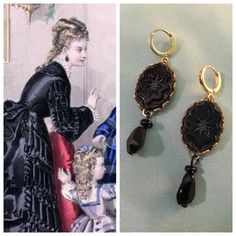 Black Victorian MOURNING Earrings, 16k gold plated brass loops, OVAL Jet Black ETCHED Glass, reproduction Victorian earringsUPDATE: at this time, my vintage brass settings are all sold out, but still sourcing for more. I've added a listing and pictures for a new improved version set in fancy CROWN settings!I was SUPER excited to find a stash of these stunning vintage etched Jet Black GLASS Cabochons, vintage new old stock from Western Germany, perfect for some beautiful mourning-inspired Victori Antique Black Dangle Jewelry, Black Victorian Dangle Jewelry, Antique Black Drop Earrings, Black Antique Drop Earrings, Victorian Black Earrings For Evening, Antique Black Earrings For Gift, Black Victorian Earrings For Evening, Antique Style Black Earrings For Gift, Antique Black Pierced Earrings