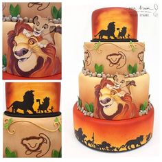 the lion king cake is decorated with fondant