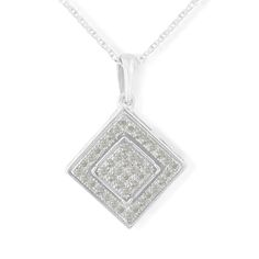 80-7205W Rhombus Shape, Jewelry Essentials, Cluster Pendant, Luxury Gifts, Diamond Cluster, Round Cut Diamond, Sterling Silver Necklaces, Jewelry Gifts, Jewelry Collection