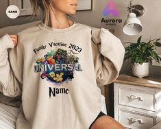 Custom Universal Studios Family Vacation 2023 Shirt, Disney Characters  Sweatshirt Disney Christmas Gifts, Ballerina Silhouette, Designed Shirts, Outlander Book Series, Birthday Sweatshirt, V Neck Shirts, Elizabeth Bennet, Outlander Book, Funny Mom Gifts