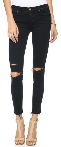 J Brand 8227 Mid Rise Ankle Skinny Jeans Diy Ripped Jeans, Diy Jeans, Diy Vetement, Jeans Ripped, Black Ripped Jeans, Outfit Jeans, J Brand Jeans, Jeans Diy, Pants Blue