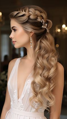 Romantic Waves, Wedding Hair Trends, French Braid Ponytail, Winter Wedding Hair, Bob Hair Color, Elegant Updos, Halloween Accessories Hair, Romantic Hairstyles, Latest Hair Trends