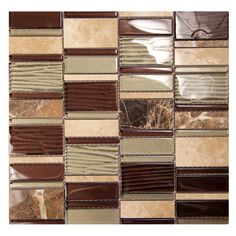 a mosaic tile wall with brown and tan colors