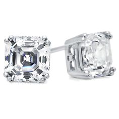 Asscher cut earrings have a regal, understated elegance... perfect for a strong, confident woman who knows what she likes... Our Sterling Silver 2.5 cttw Asscher Cut stud earrings showcase just how wonderfully asscher cut cubic zirconia shines in its brilliance. These earrings say it all... without even trying. Steadfastly beautiful, these earrings add the perfect dose of sparkle to your everyday style. Surprise her with Sterling Silver Stud Earrings 2.5 Carat Total Asscher Cut CZ Stone Earrings Octagon Earrings For Wedding, Elegant Octagon Wedding Earrings, Classic Octagon Earrings, Classic White Asscher Cut Jewelry, Classic Asscher Cut Cubic Zirconia Earrings, White Gold Octagon Earrings For Wedding, Silver Octagon Classic Earrings, White Gold Asscher Cut Cubic Zirconia Earrings, Octagon Diamond Earrings For Wedding