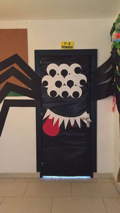 a door decorated to look like a monster