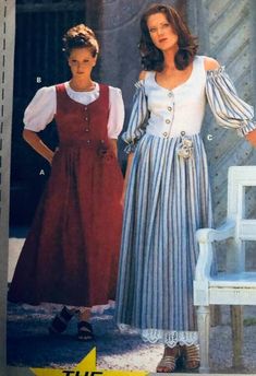 Burda 2993 German Dirndl DRESS & Blouse Oct. Fest/ Renaissance Faire SZ 10-20 | eBay German Clothes, Traditional German Clothing, German Dirndl Dress, Pinafore Dress Pattern, German Dress Dirndl, German Clothing, German Outfit, German Dress, Burda Sewing Patterns