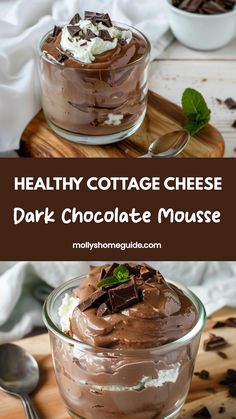 healthy cottage cheese dark chocolate mousse