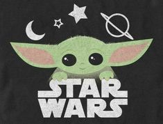 a baby yoda with the word star wars on it's chest and an image of