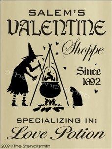 a sign that says salem's valentine shoppe specializing in love potion