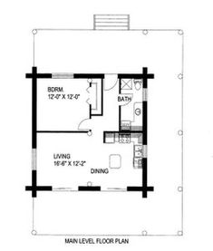 the floor plan for a small cabin with loft